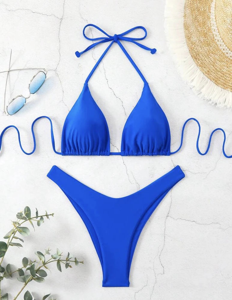 Solid Halter Tie Bikini