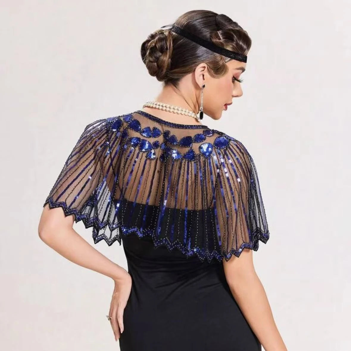 Sequined Fringe Capelet for Layering over Dresses and Tops