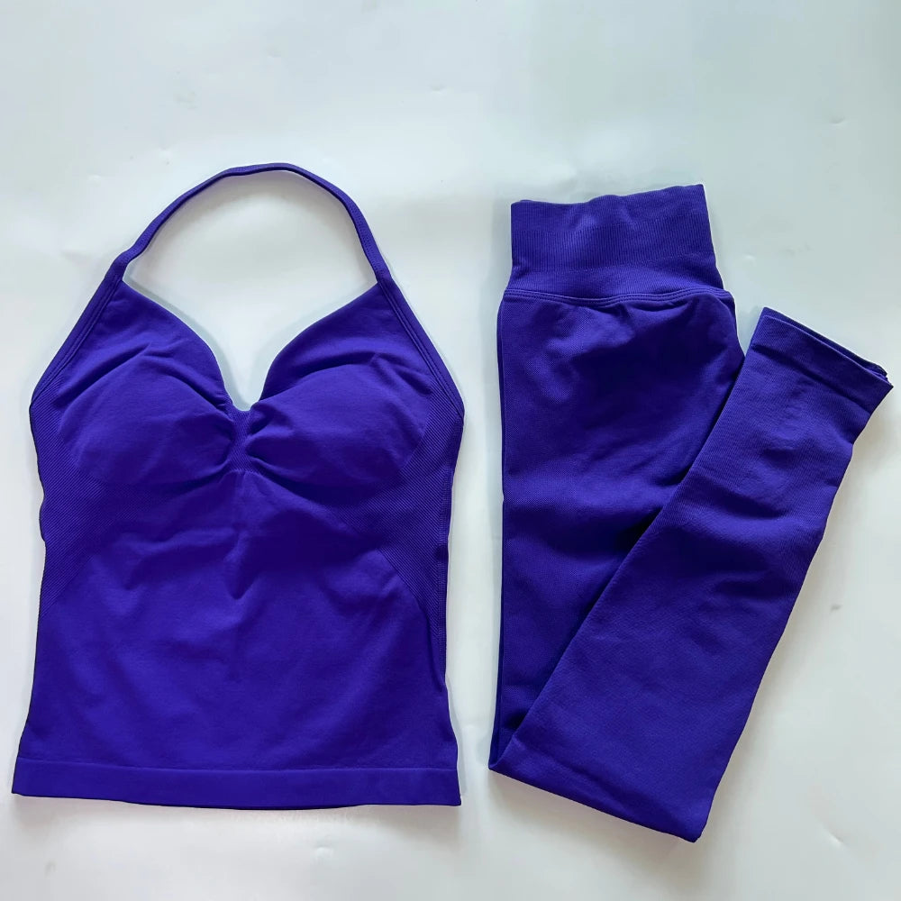 Women's Thin Strap Tank And Leggings Yoga Set
