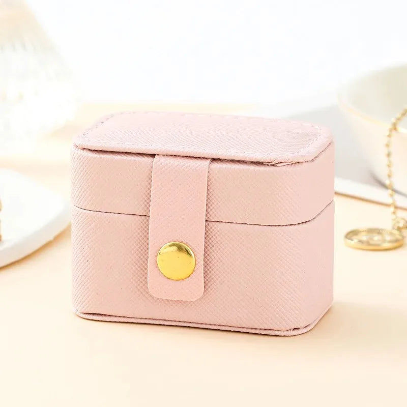 Mini Portable Leather Jewelry Storage Bag Travel Organizer Case for Ring Necklace Earrings Gift Box