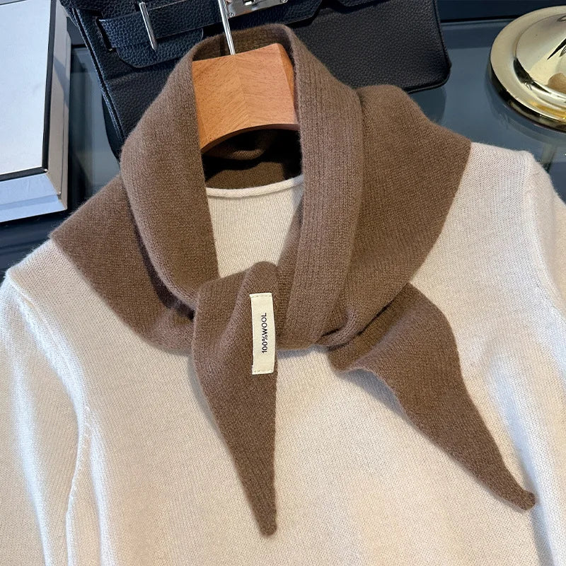 Solid Triangle Knit Scarf with Pointed Tie Ends