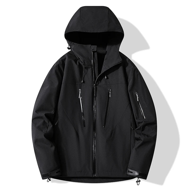 Hooded Long Sleeve Full Zip Outdoor Hiking Jacket with Pockets