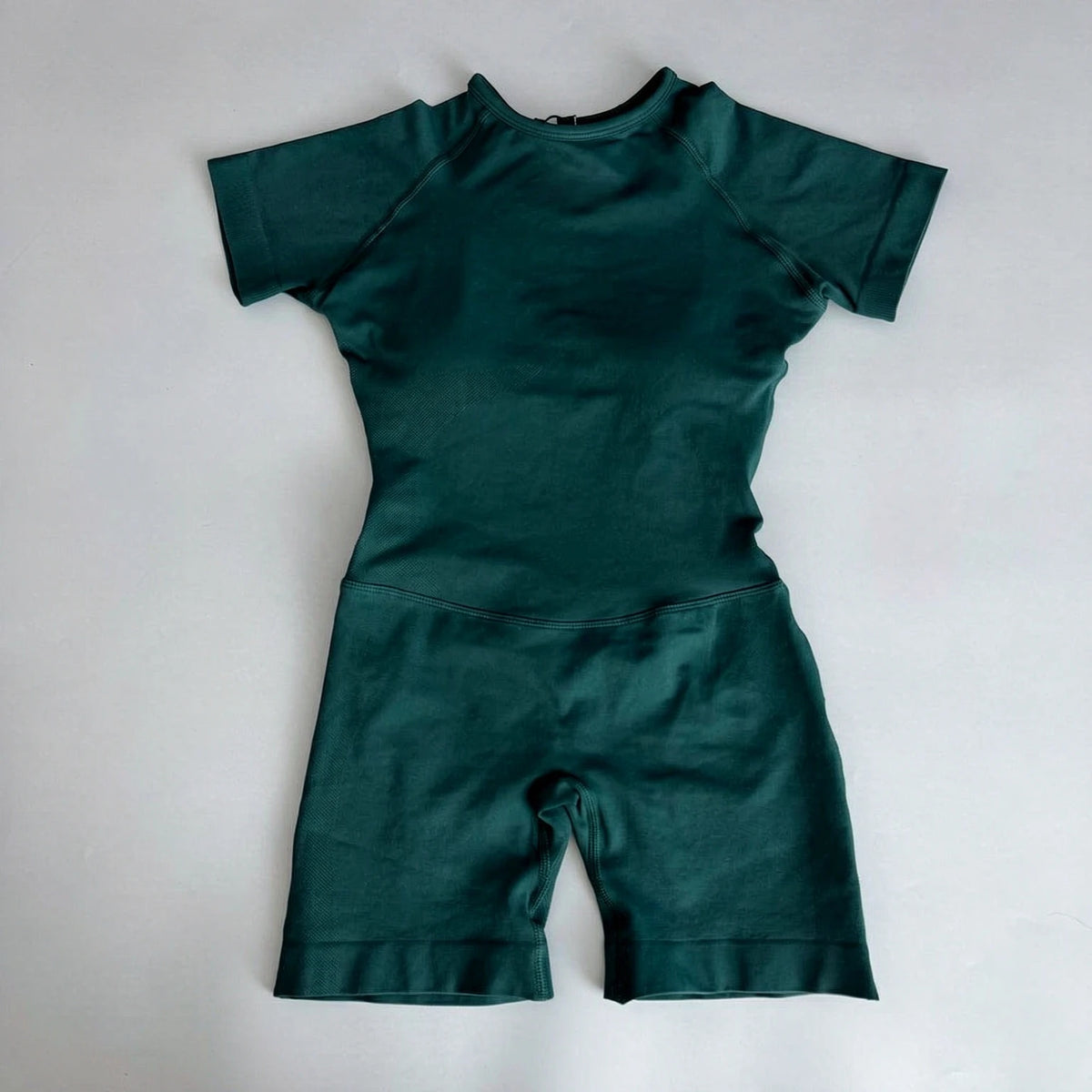 Women's Short Sleeve Polyester Blend Workout Romper with Open Back