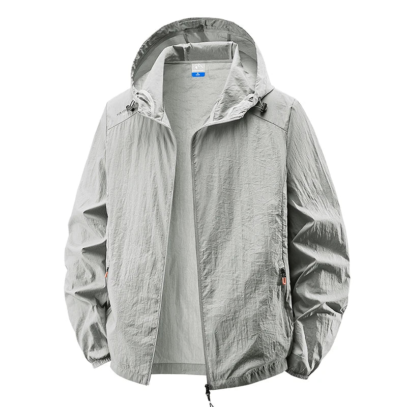 Hooded Long Sleeve Full Zip Outdoor Hiking Jacket with Pockets