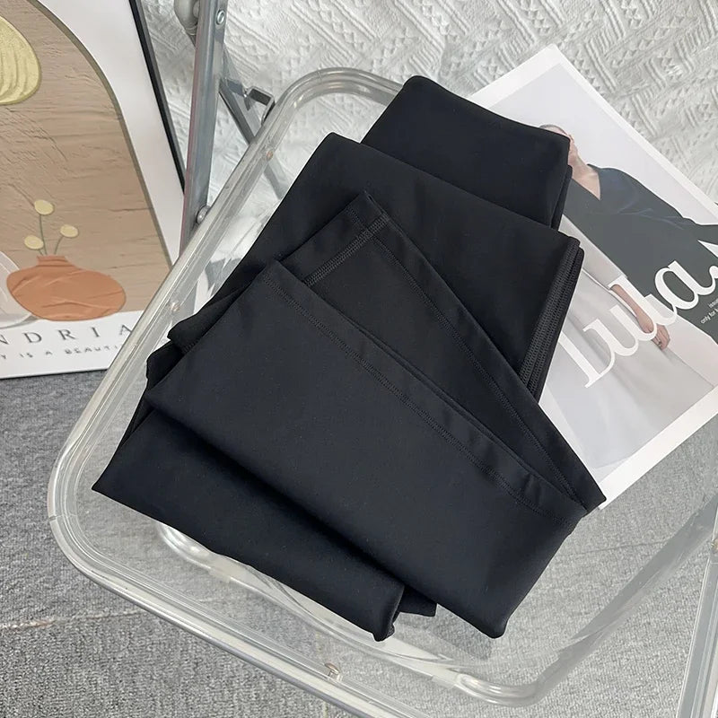 Women's High Waist Nylon Blend Flared Workout Pants with Fitted Upper Legs