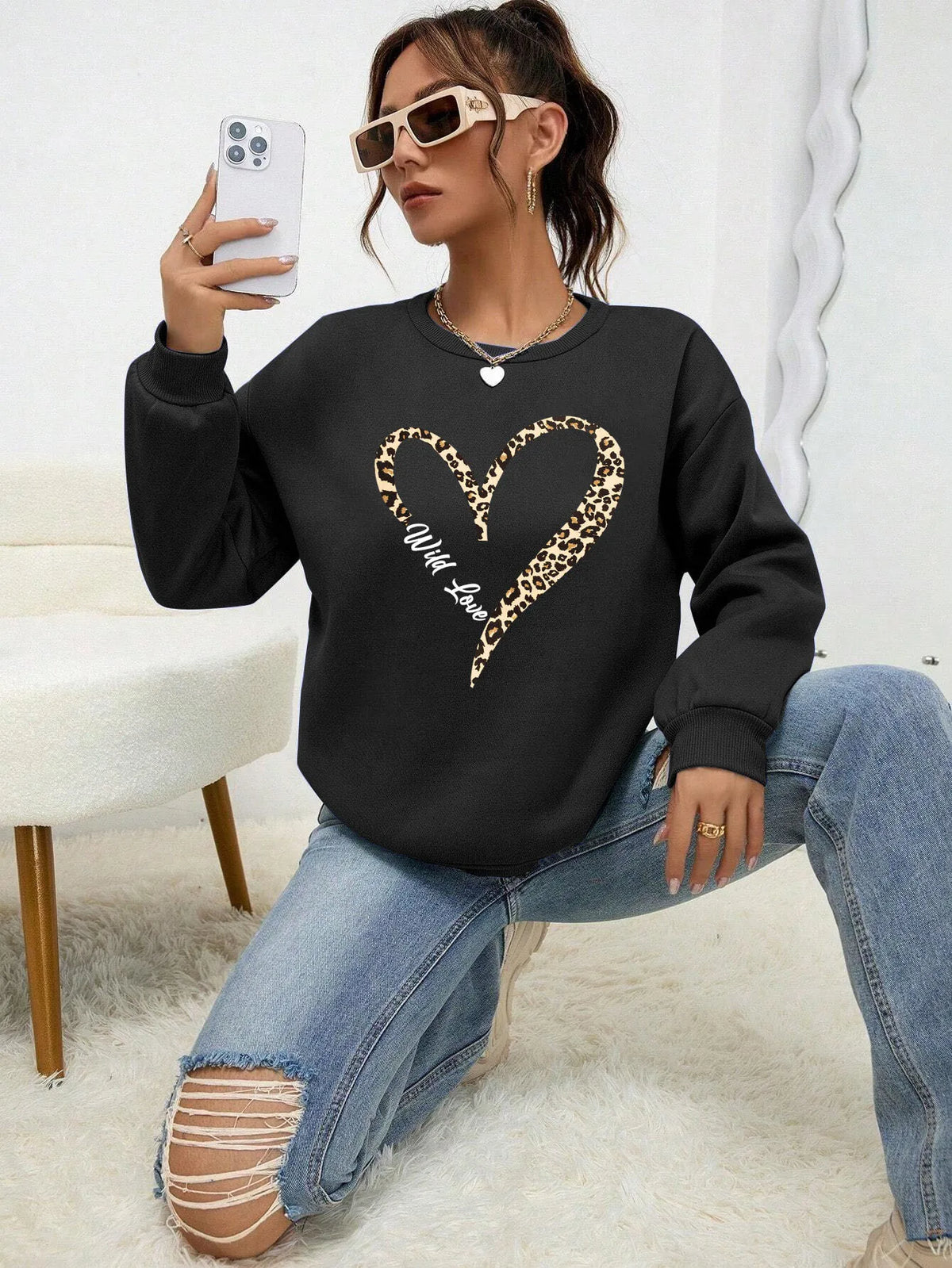 Long Sleeve Casual Pullover Sweatshirt with Original Style Options