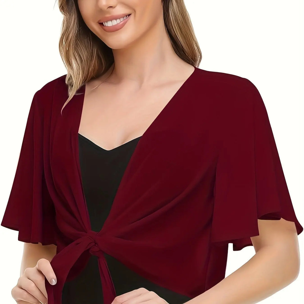 Sheer Tie Front Short Sleeve Cardigan for Layering over Outfits