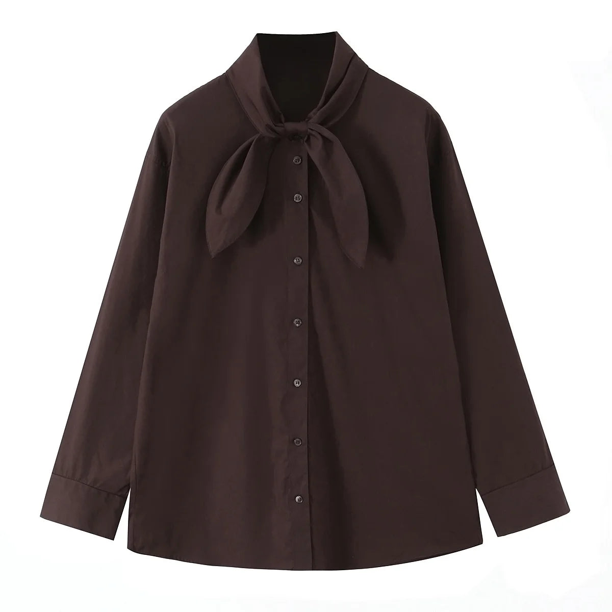 Women's Long Sleeve Blouse with Scarf Neck Detail