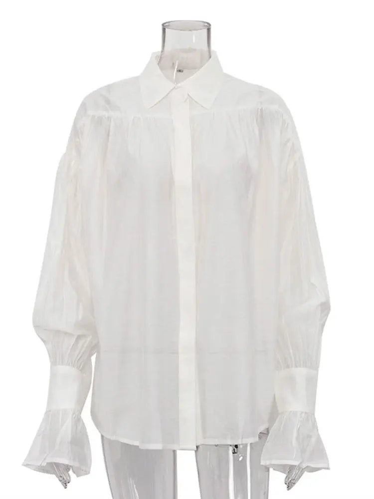Women's Loose Flared Cuff Long Sleeve Blouse