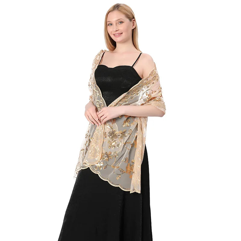 Floral Lace Fringed Wrap Scarf for Layering over Outfits