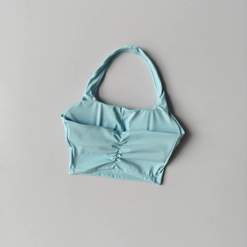 Women's Pleated Halter Sports Bra