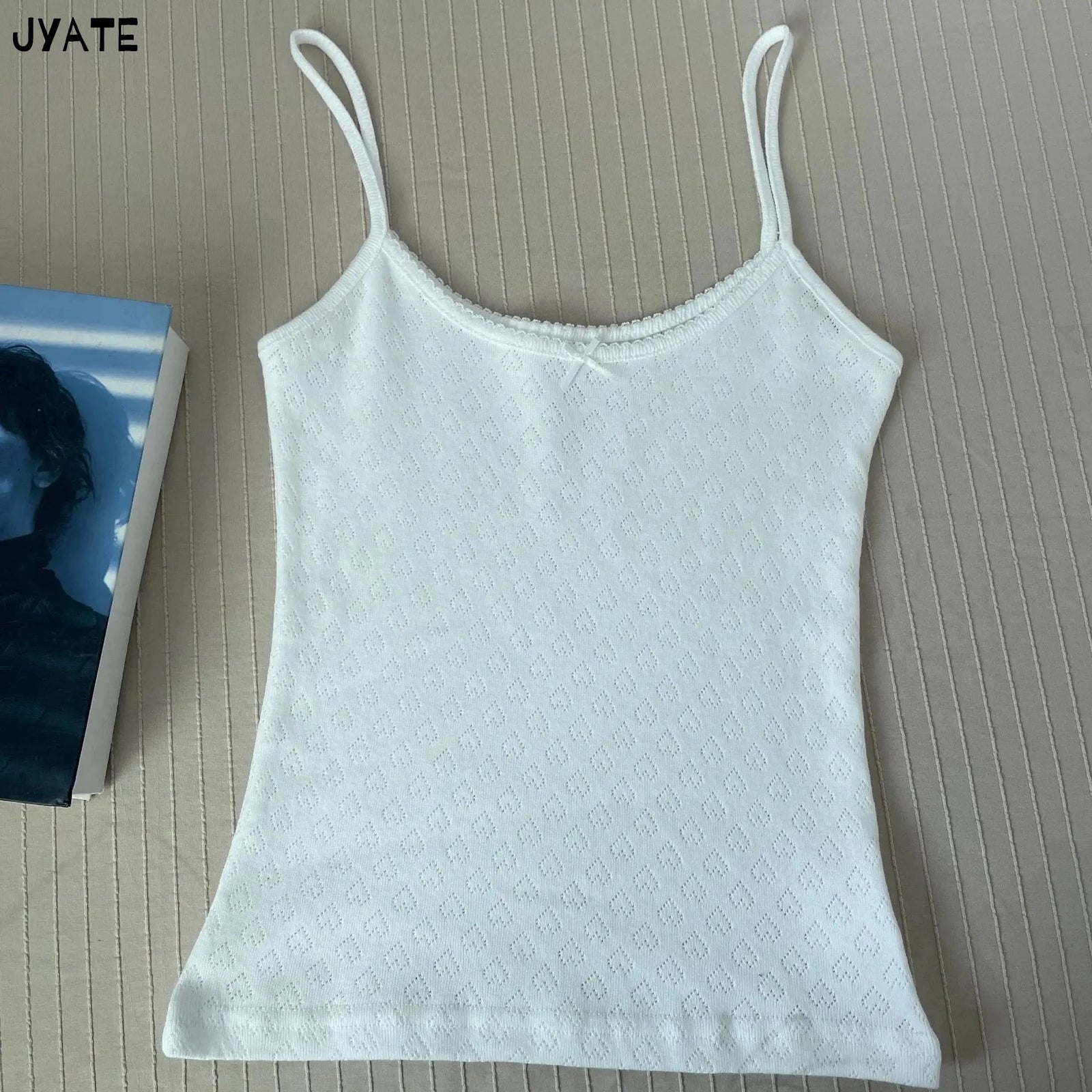 Women's Lace Trim Cotton Blend Camisole with Bow and Mixed Pattern Options