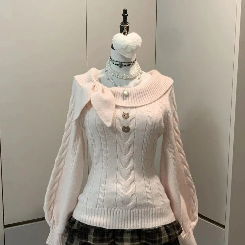 Women's Plain Crew Neck Long Sleeve Sweater Casual Knit Layer