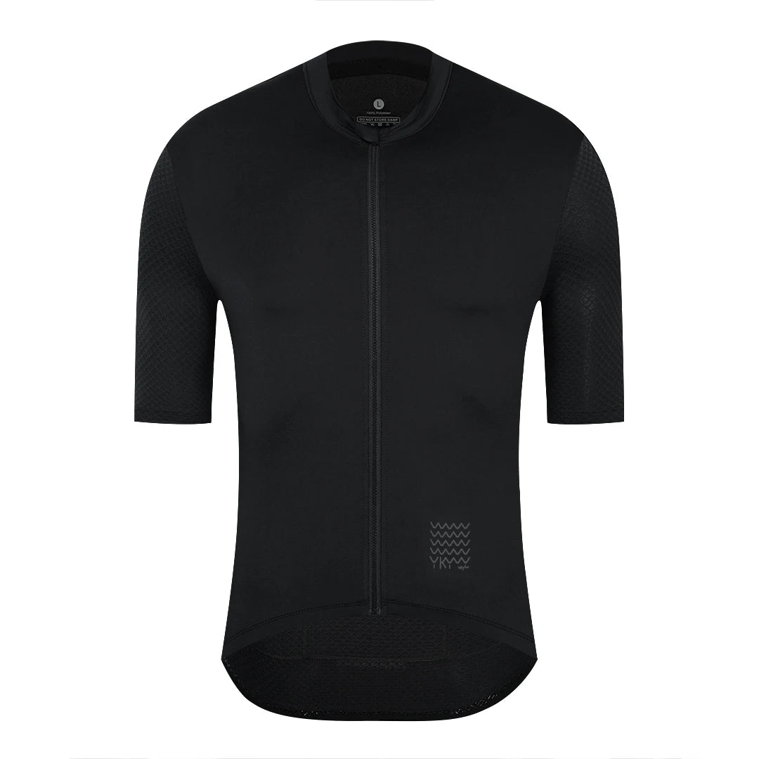Men's Short Sleeve Full-Zip Cycling Jersey with Rear Storage Pockets