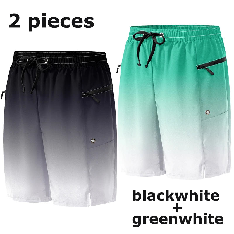 Men's Swim Shorts with Zipper Pockets and Mesh Liner for Beach and Pool Wear