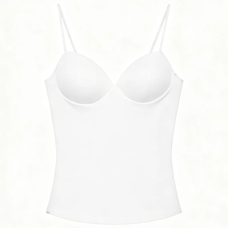 Women's Sweetheart Polyester Camisole with Shaped Cups and Thin Shoulder Straps