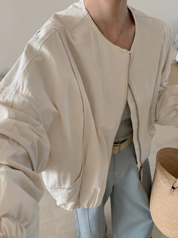 Loose-Fit Zip-Front Bomber Jacket