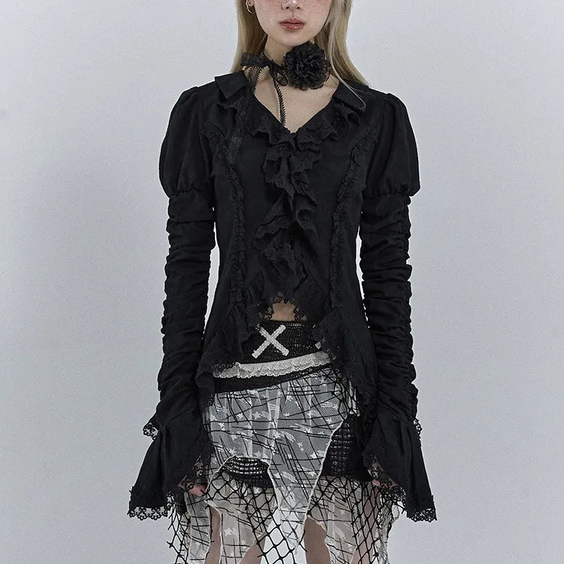 Women's Lace Detail Asymmetric Blouse
