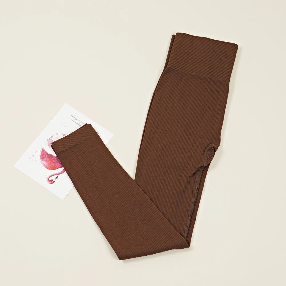 Women's Ribbed Full Length Leggings For Workout Outfits