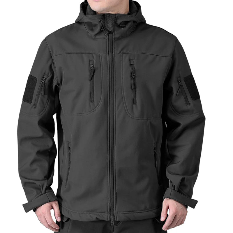 Men's Hooded Zip Front Multi Pocket Jacket