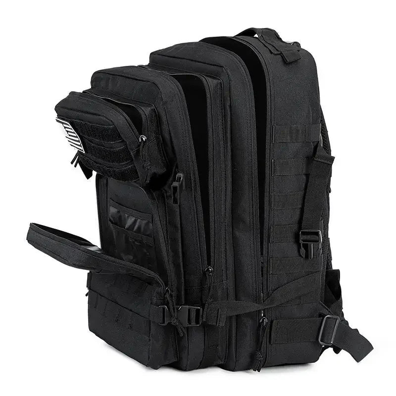 Outdoor Backpack with Webbing and Multiple Exterior Pockets