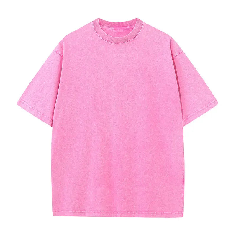 Solid Crew Neck Short Sleeve Loose Casual T Shirt