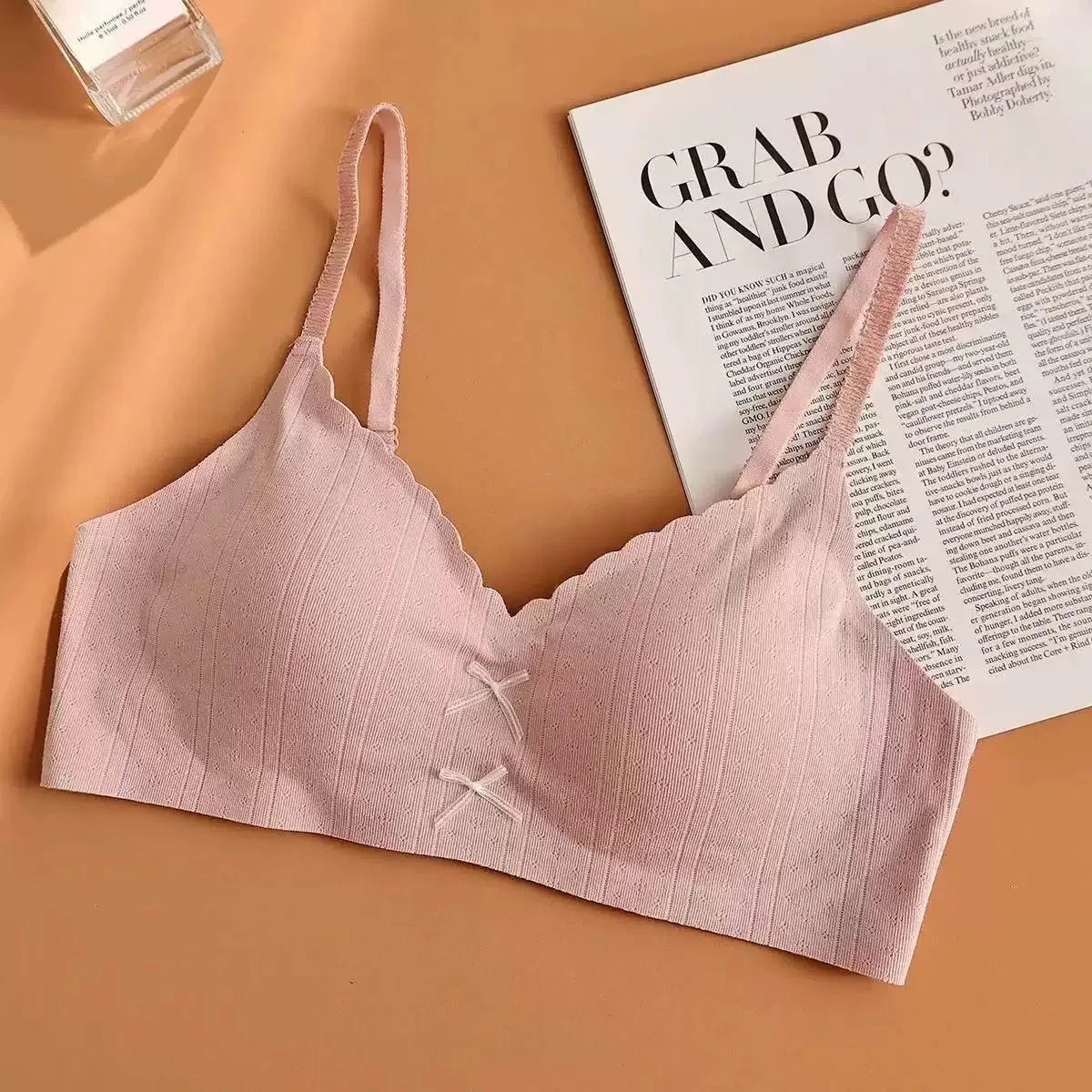 Women's Scallop Edge Bralette with Bow Front Detail
