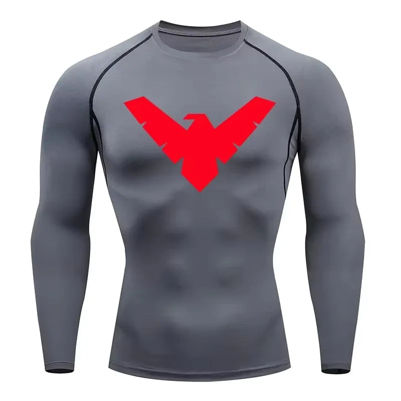Fitted Crew Neck Long Sleeve Compression T Shirt