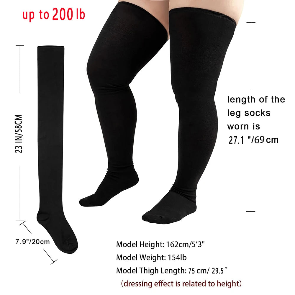 Plus Size Thigh High Socks with Striped Style Options