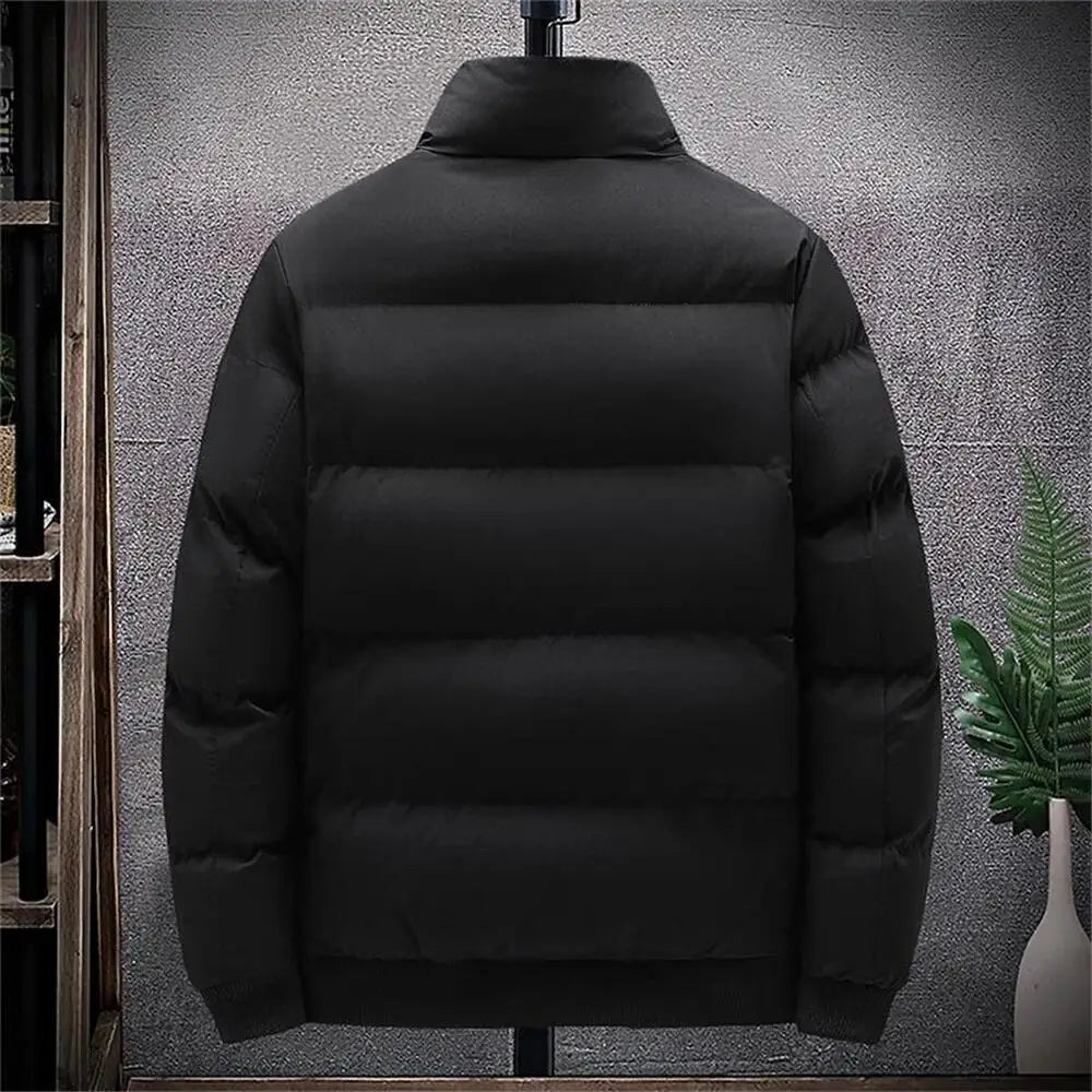 Men's Quilted Stand Collar Zip Front Jacket