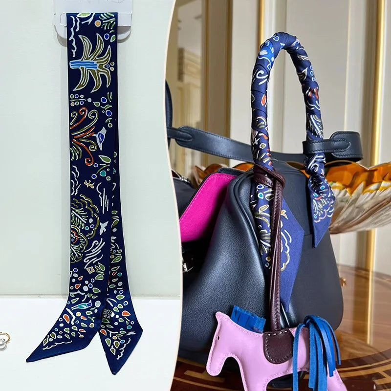 Printed Skinny Scarf for Neck and Bag Handle Styling