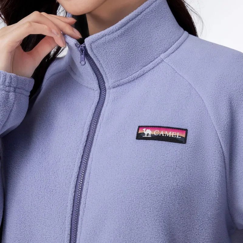 Long Sleeve Full Zip Fleece Outdoor Jacket with Pockets
