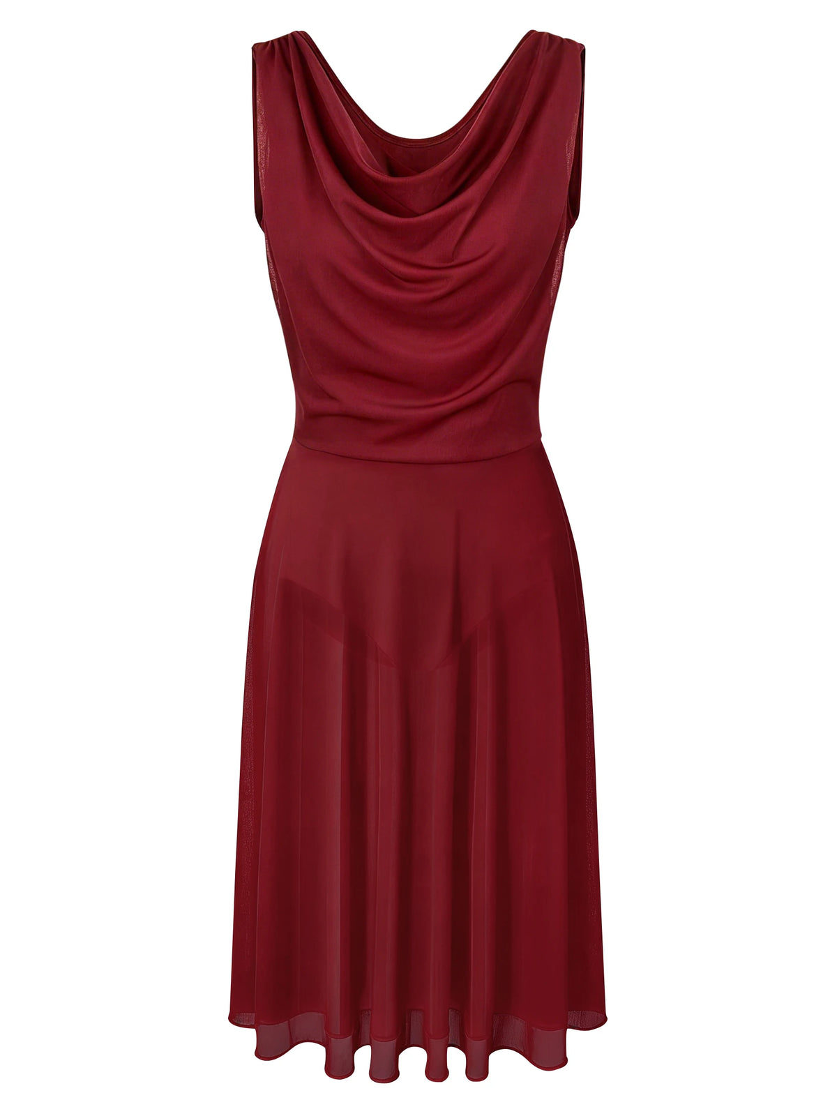 Women's Sleeveless Lyrical Dance Dress with Draped Neckline and Low Back