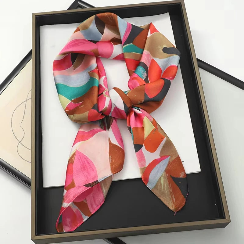 Printed Square Scarf for Hair Wrap and Neck Styling