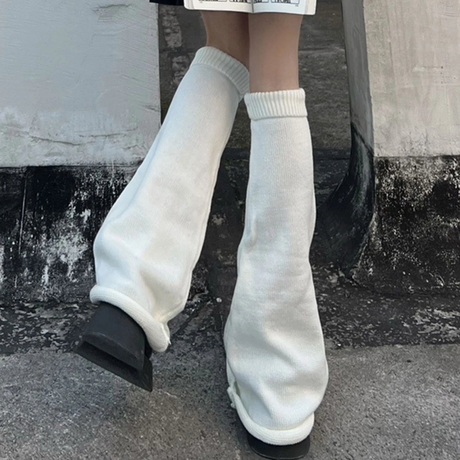 Flared Knit Leg Warmers with Slouchy Long Shape