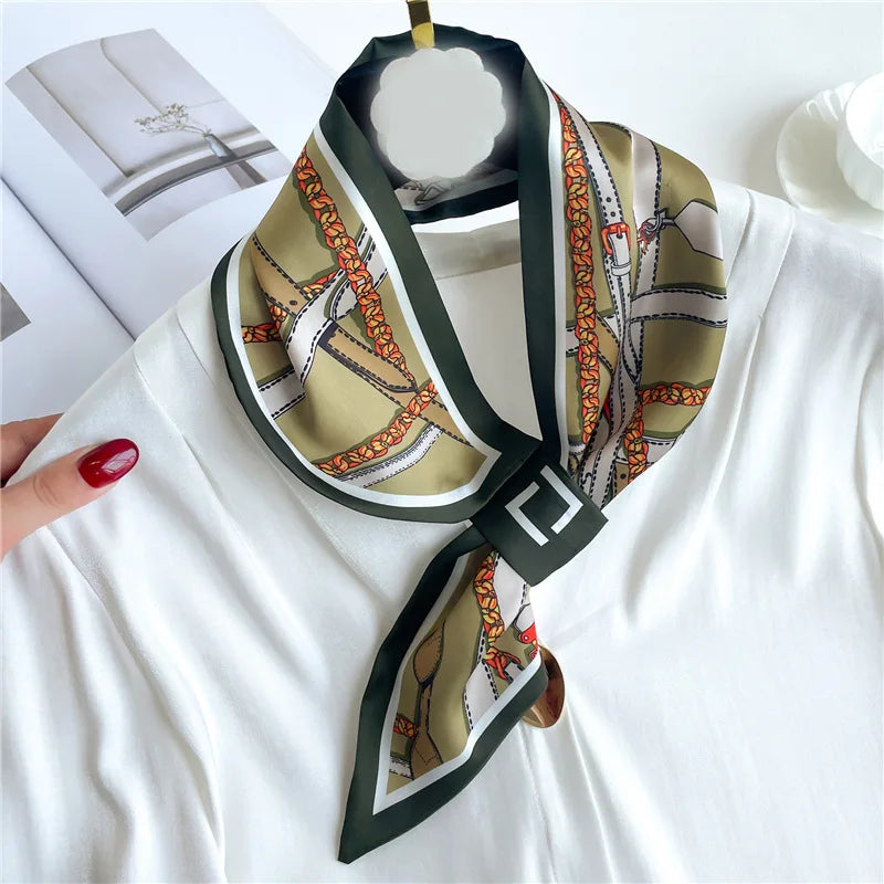 Printed Narrow Neckerchief Scarf with Pointed Tie Ends