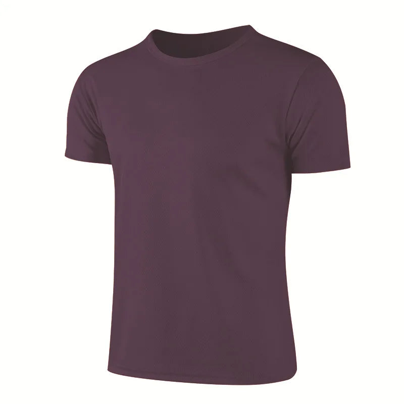 Men's Plain Crew Neck Short Sleeve T-shirt For Workout Outfits