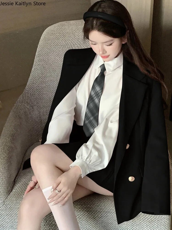 Japanese Student JK School Uniform Korean Fashion Sweet Blazers School Girls Uniform Sexy Kawaii Mini Pleated Skirt Uniform Y2k