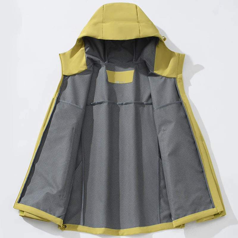 Hooded Long Sleeve Full Zip Outdoor Hiking Jacket with Pockets