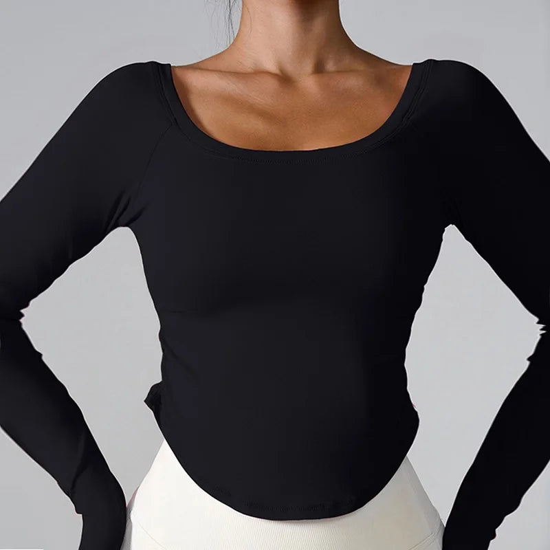 Women's Scoop-Neck Long-Sleeve Workout Top