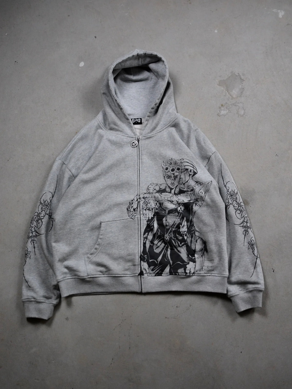 Anime-Graphic Loose-Fit Cotton Zip-Front Hoodie