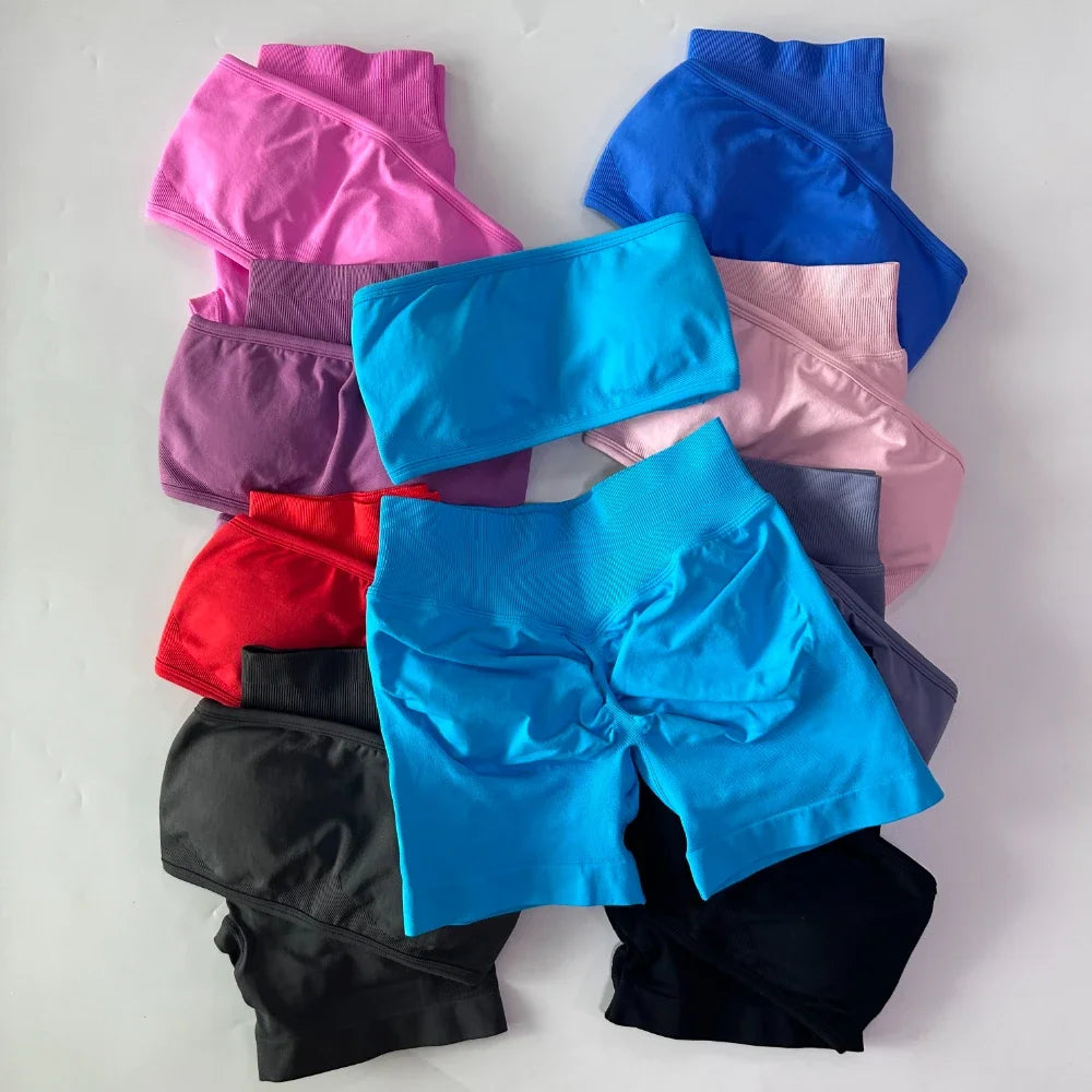 Women's Bandeau Top and Shorts Workout Set