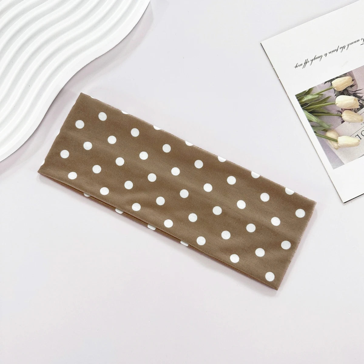Polka Dot and Button Style Fabric Headband for Hair Styling