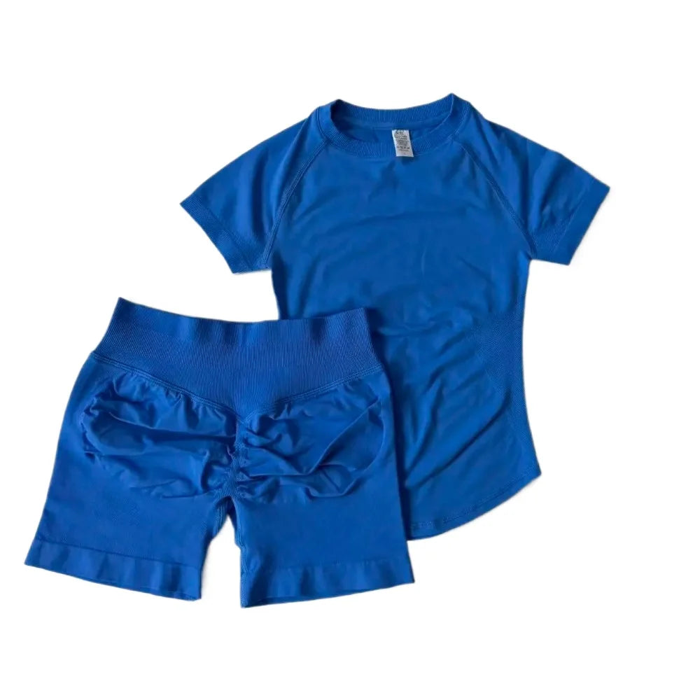 Women's Tee And Shorts Options Yoga Set For Workout Outfits