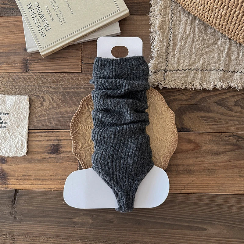 Ribbed Calf Leg Warmers with Stirrup Foot Openings