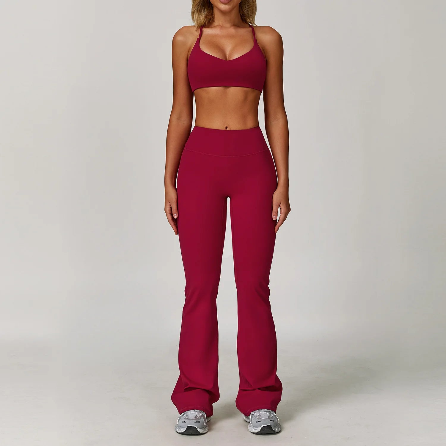 Women's Zip Layer Bra And Leggings Yoga Set