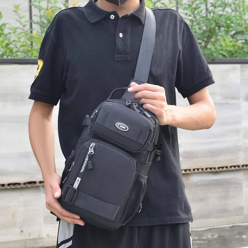 Multi Pocket Sling Crossbody Bag with Adjustable Shoulder Strap