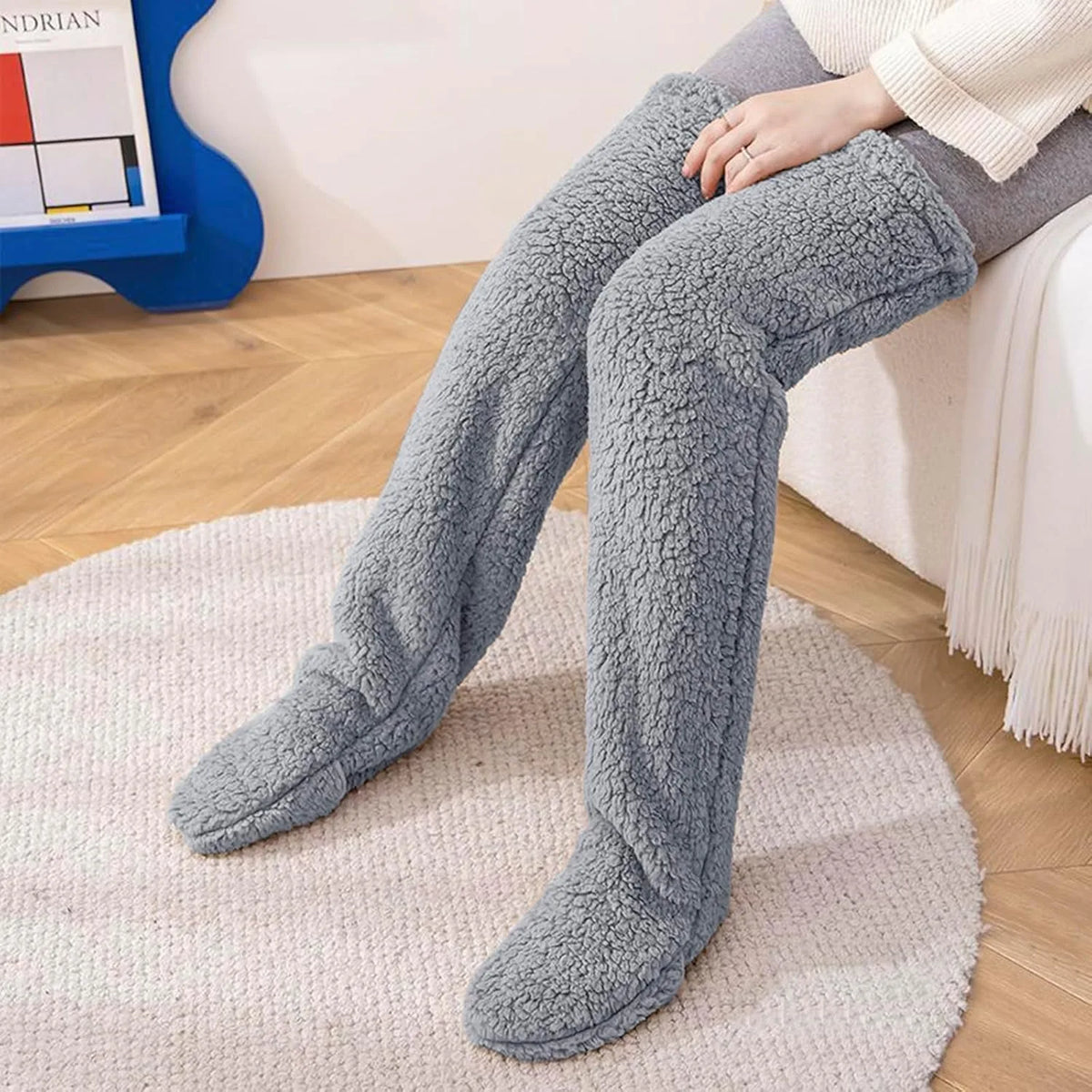 Plush Thigh High Socks with Long Footed Shape