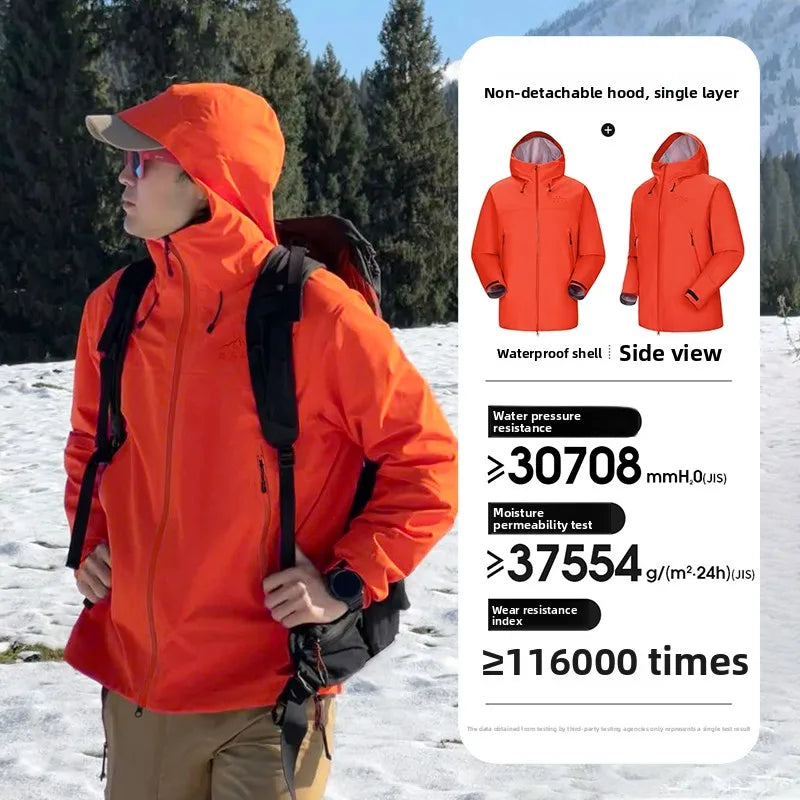 Long Sleeve Hooded Full Zip Ski Jacket with Pockets