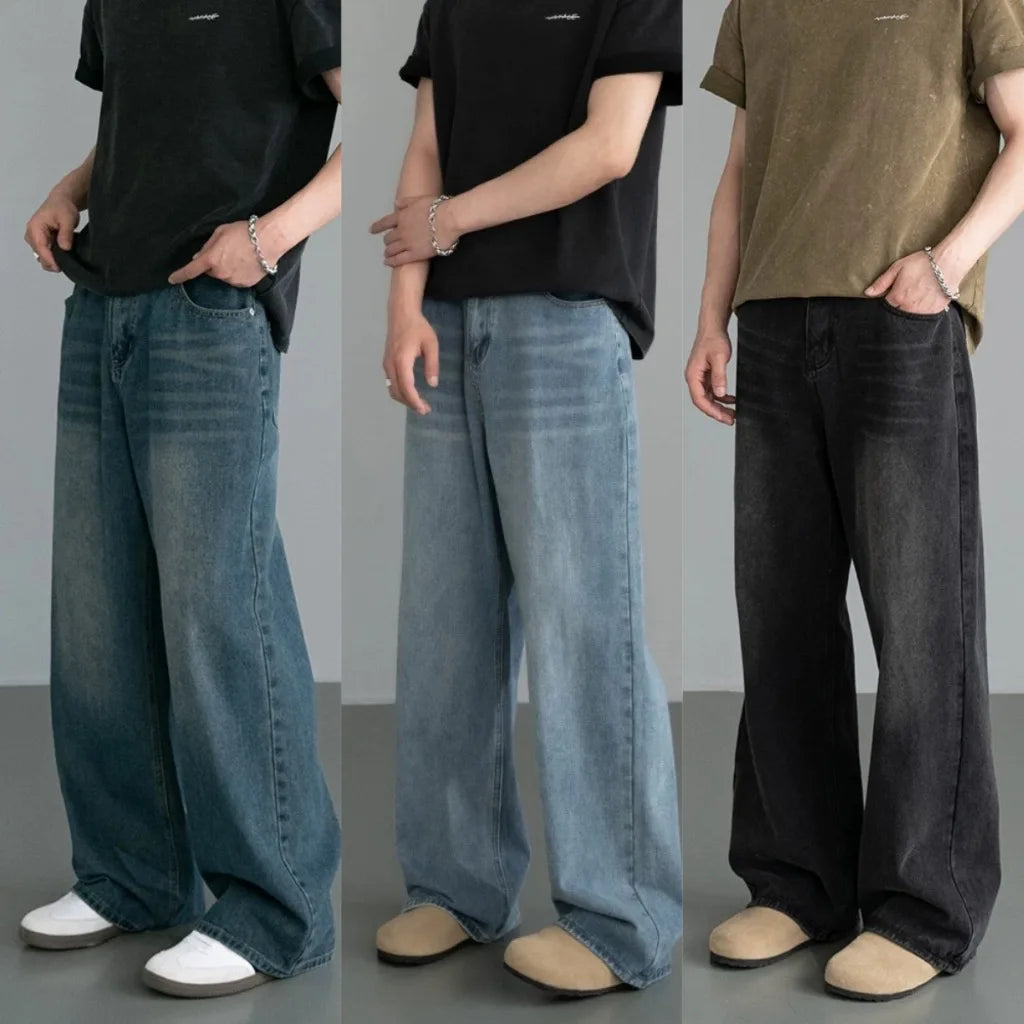 Men's Wide Leg Denim Jeans for Casual Everyday Wear